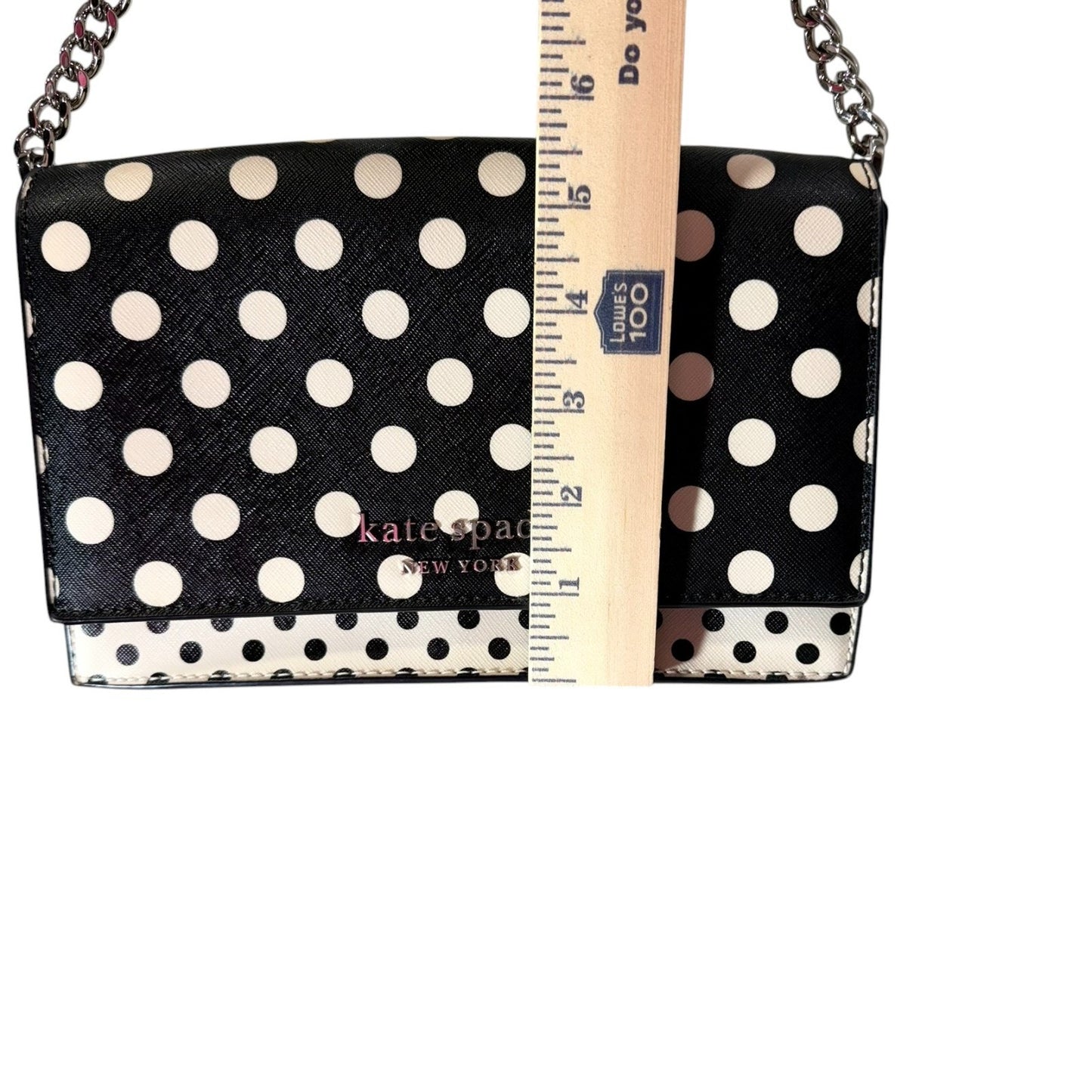Kate Spade Polka Dot Chain Shoulder Bag Crossbody Clutch Black White Evening Purse Women's