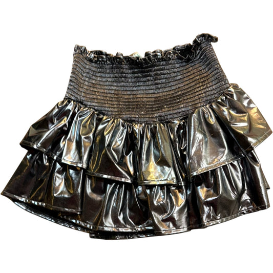 Queen Of Sparkles Women’s Size Medium Black Metallic Tiered Ruffle Skirt NWT