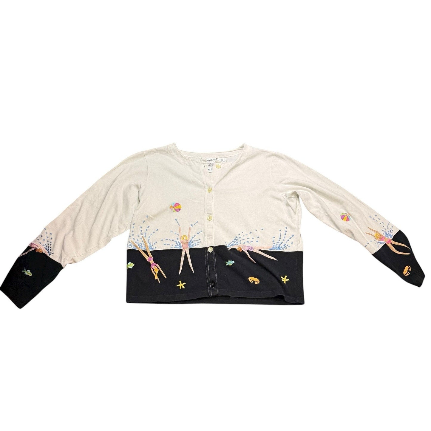 VTG Michael Simon Women’s Embroidered Swimming Cardigan Size Small