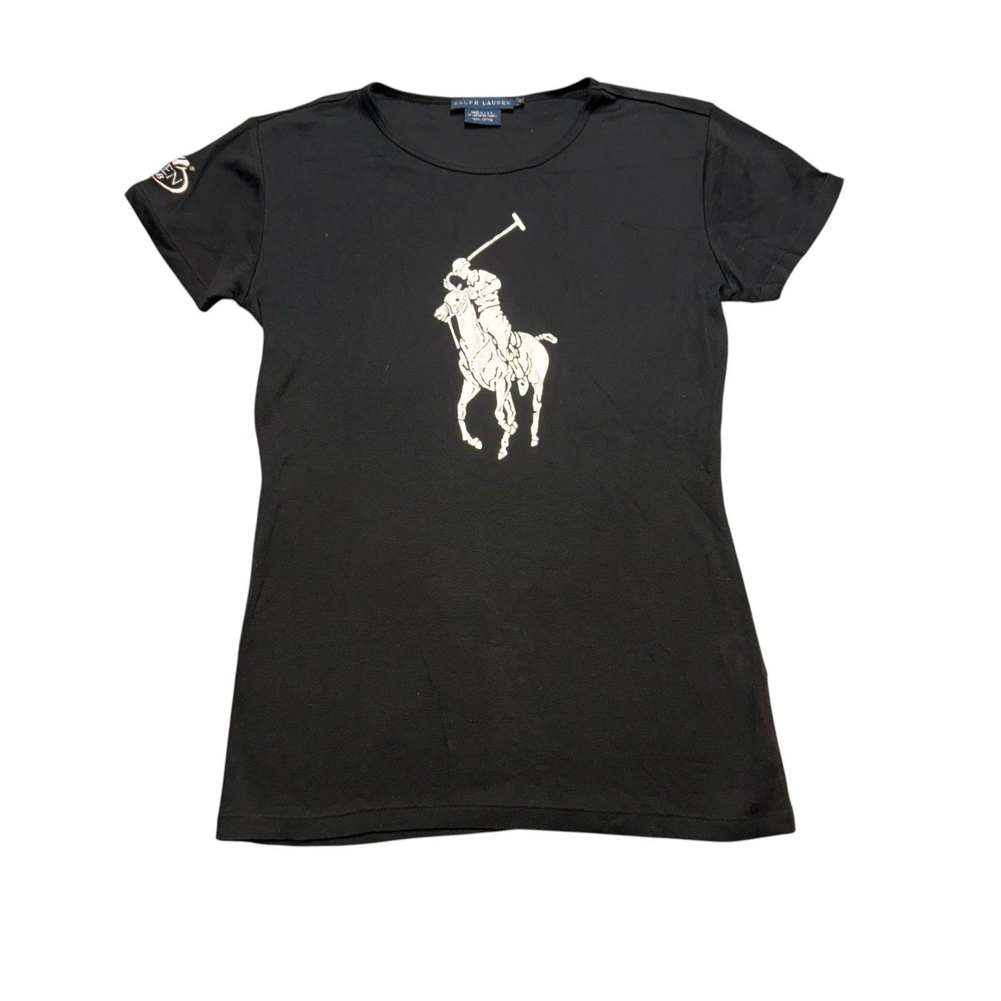 Y2K Ralph Lauren US Open Big Pony T-Shirt Women’s M White Gold Logo Vintage Polo