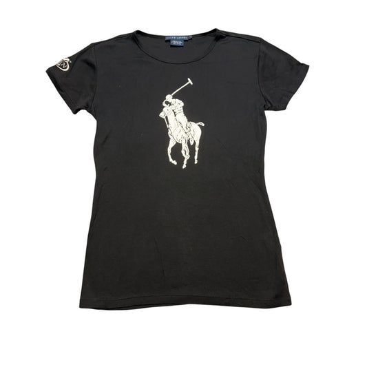 Y2K Ralph Lauren US Open Big Pony T-Shirt Women’s M White Gold Logo Vintage Polo