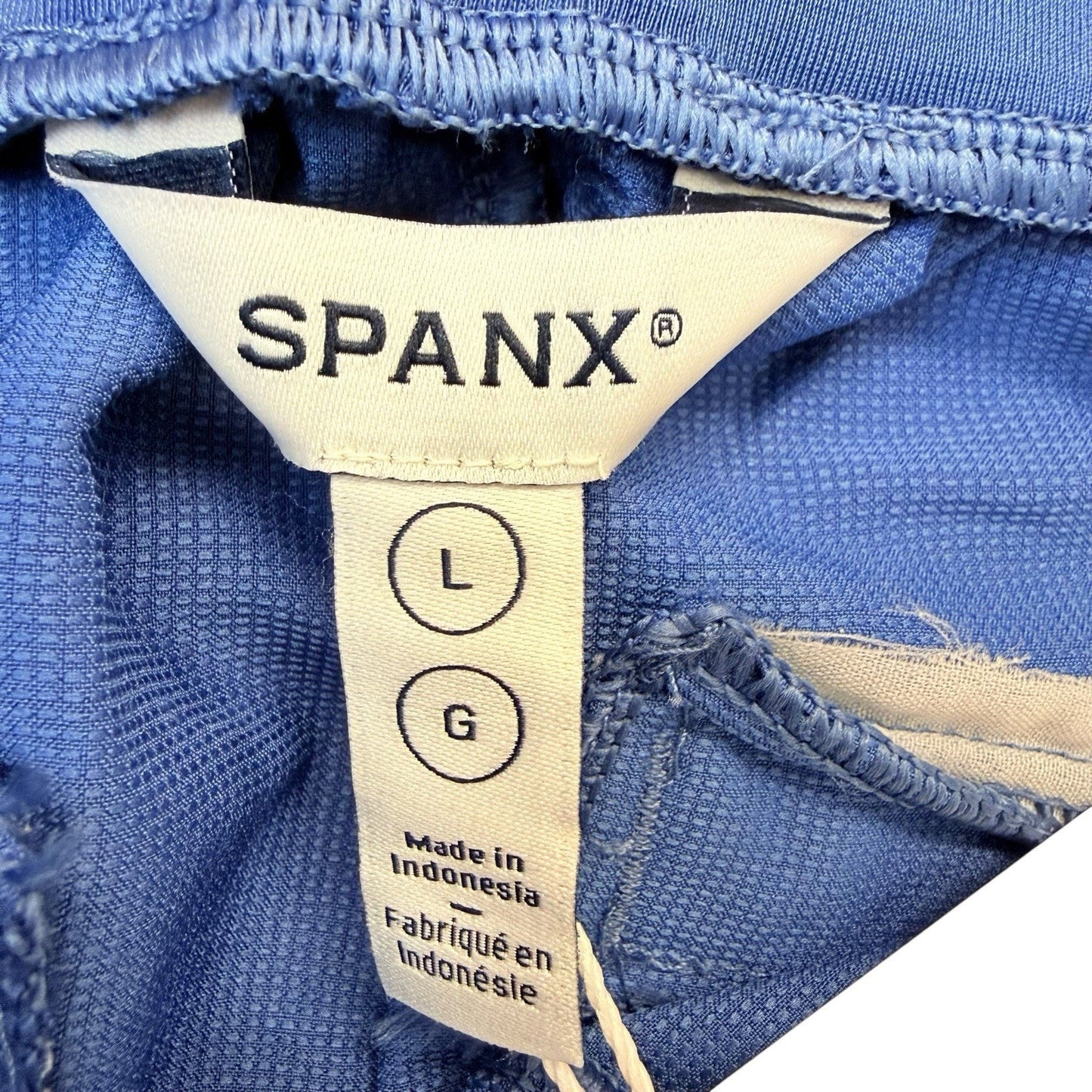 SPANX Jogger Pants L Blue Elastic Waist Stretch Athleisure Women's