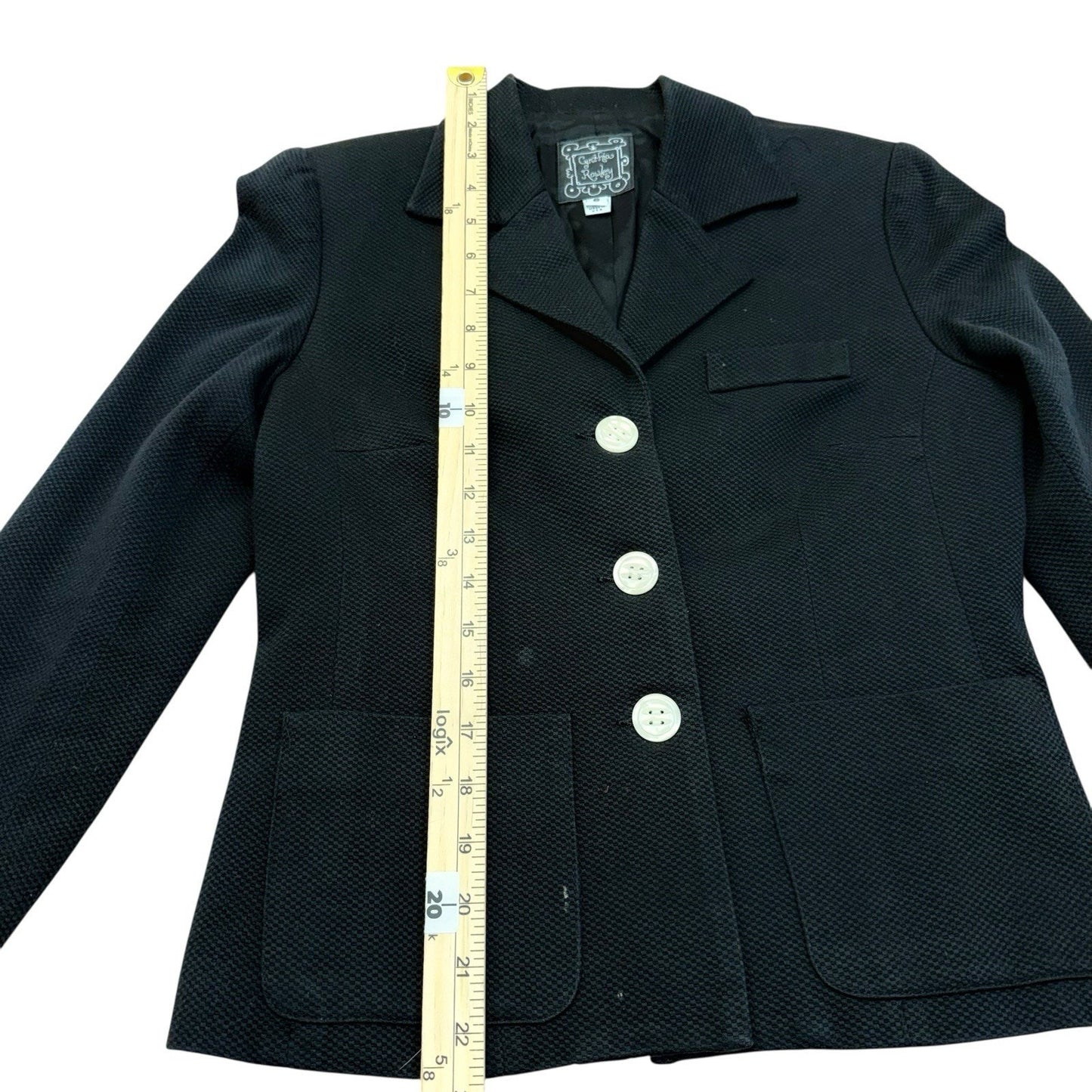 Vintage Cynthia Rowley Black Cotton Blazer Jacket USA Size 6 Women's