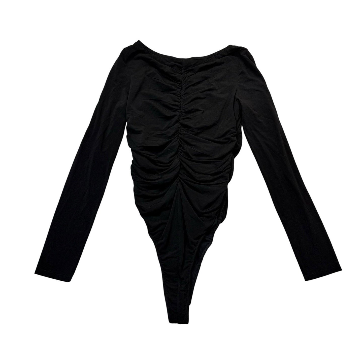 Citizens of Humanity Black Ruched Bodysuit Long Sleeve S Women's Blouse
