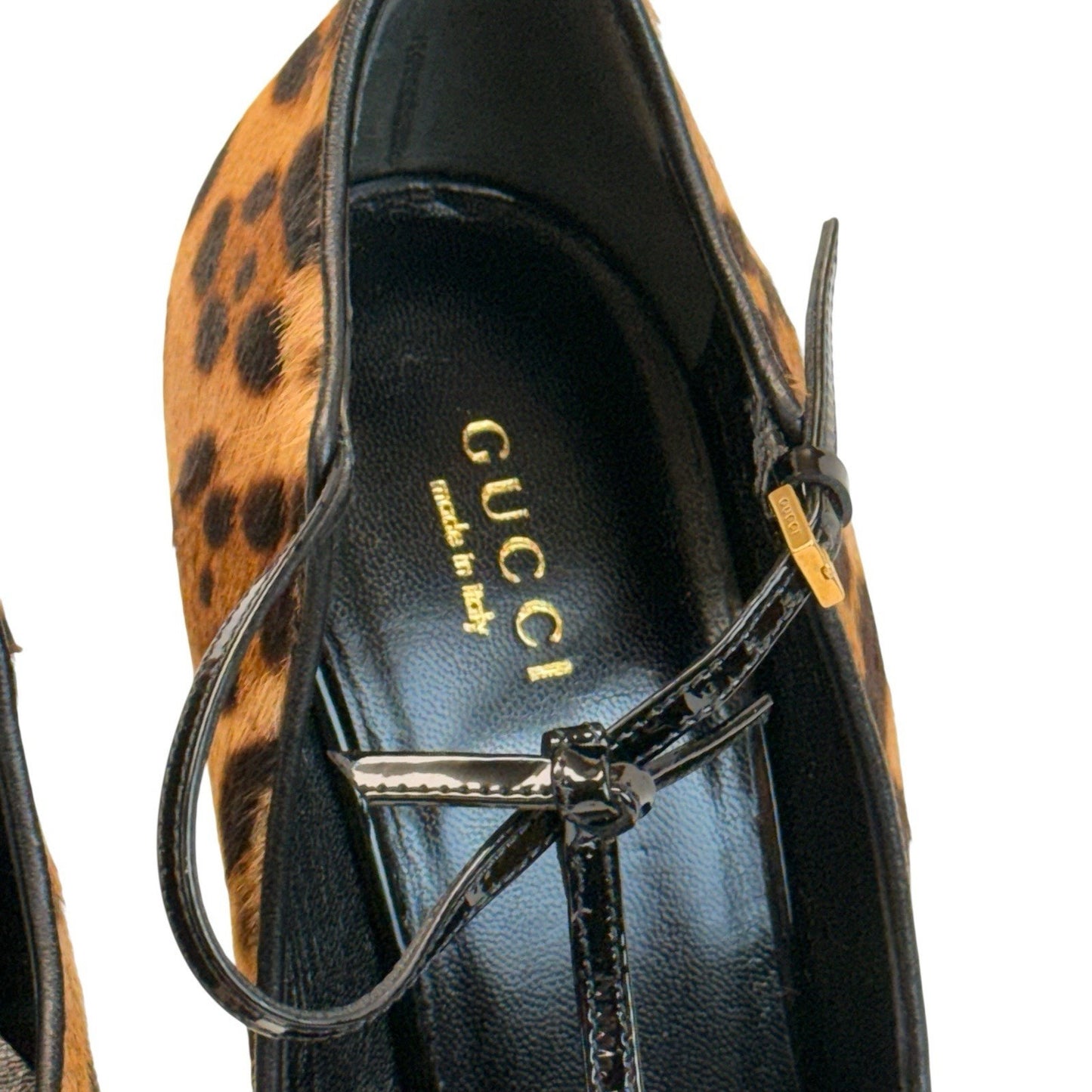 Gucci Leopard Haircalf Lace Up Pumps Heels 36.5 Stiletto Made Italy NIB Women's Shoes