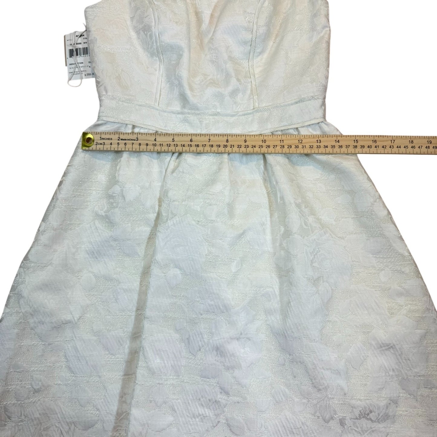 NEW Aidan Mattox Women's Size 4 Lined White Fit and Flare Zip Floral Dress $255