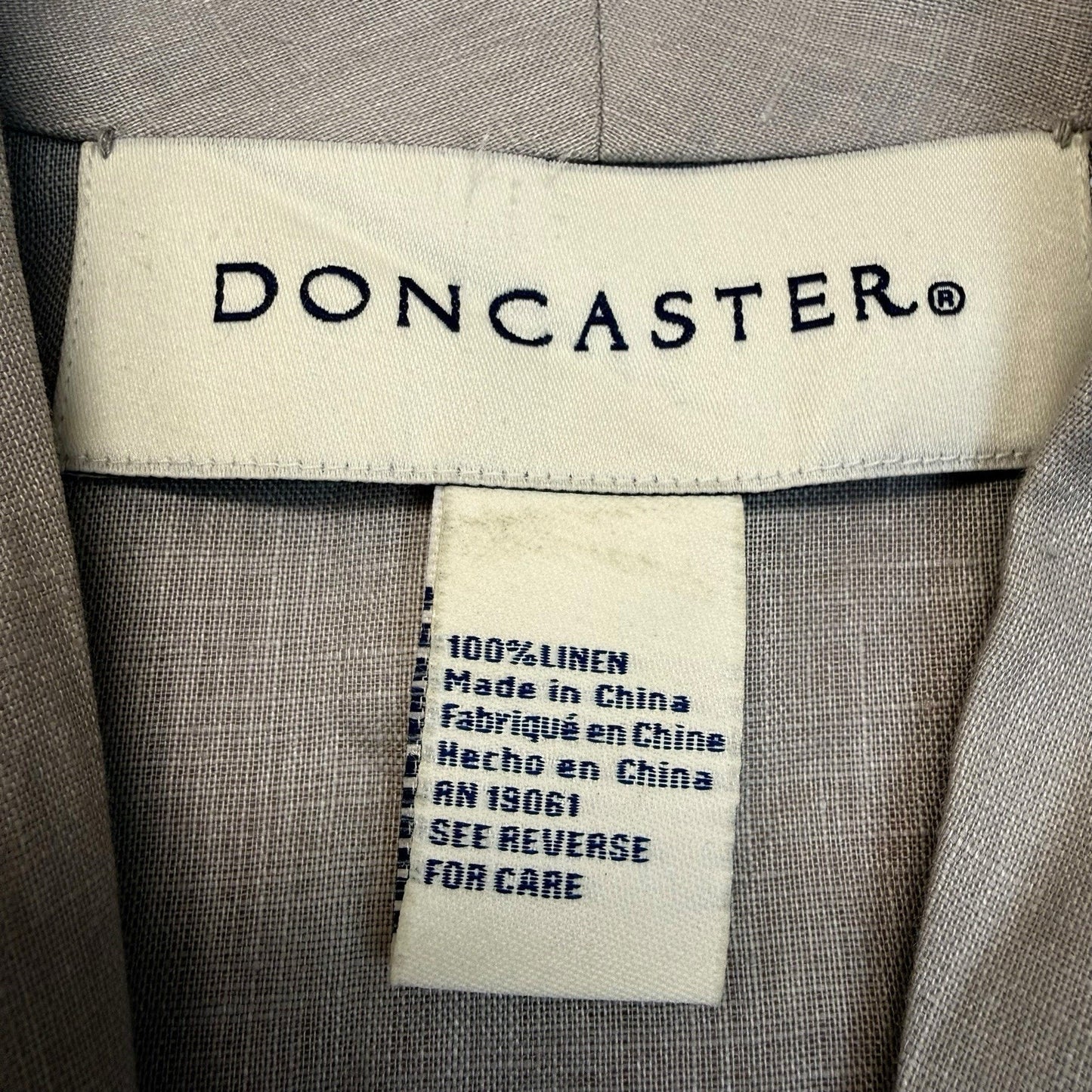 Women's Doncaster Linen Blend Open Front Jacket XS Gray Lightweight Minimalist