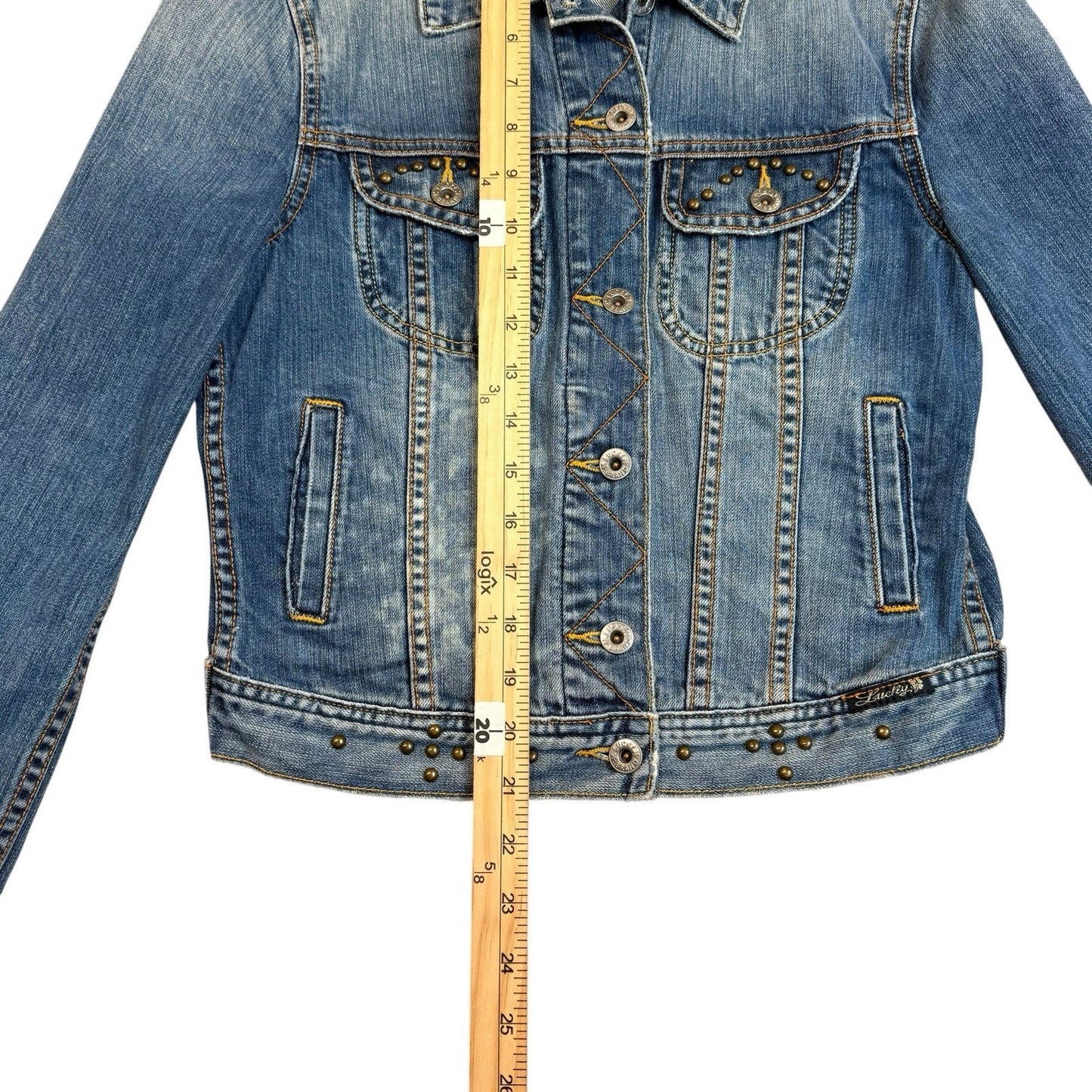 Lucky Brand Cropped Denim Jacket Medium Wash Size S Women's