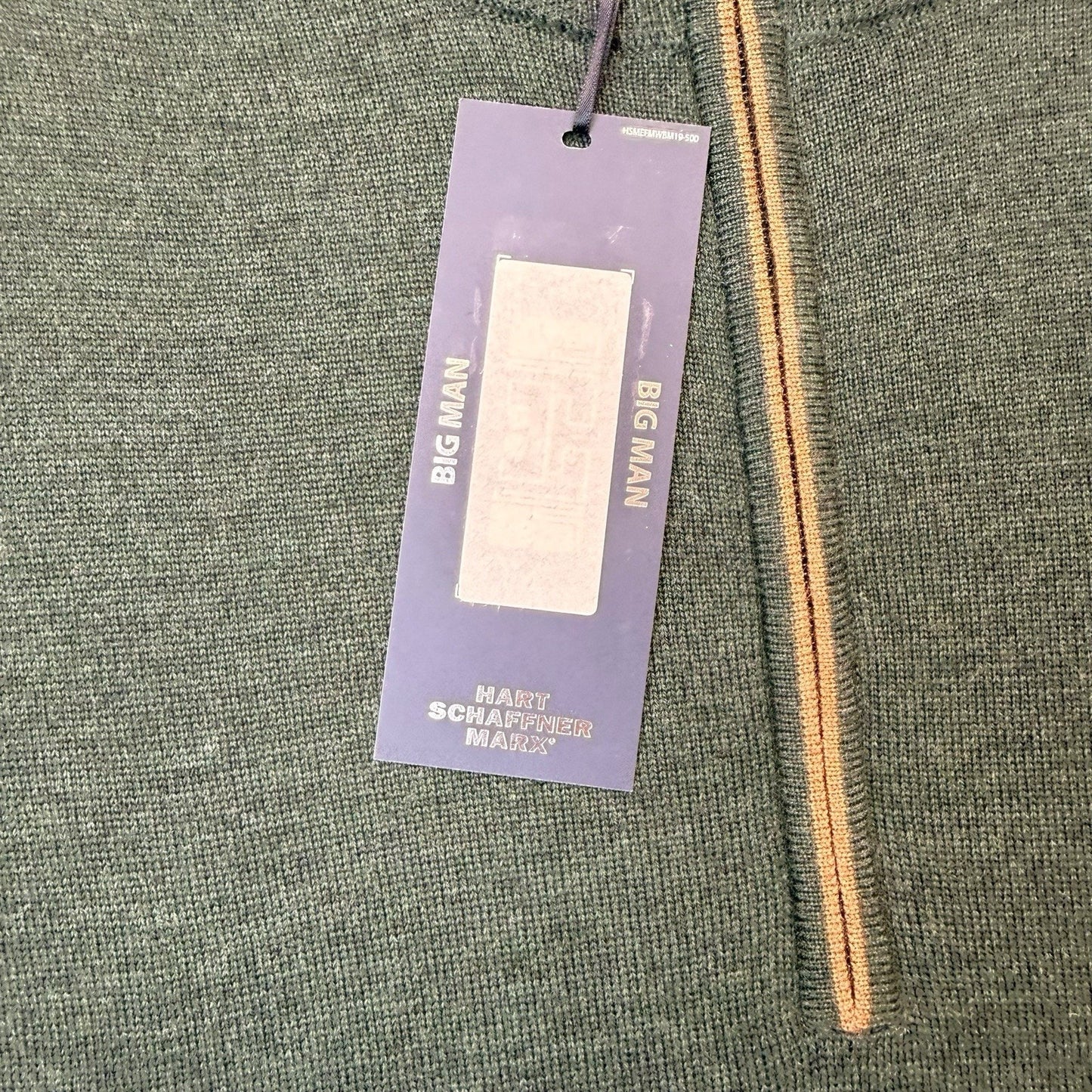 Hart Hart Schaffner Marx Big Man Merino Wool 1/4 Zip Sweater 2XB NWT $115 Green Men's