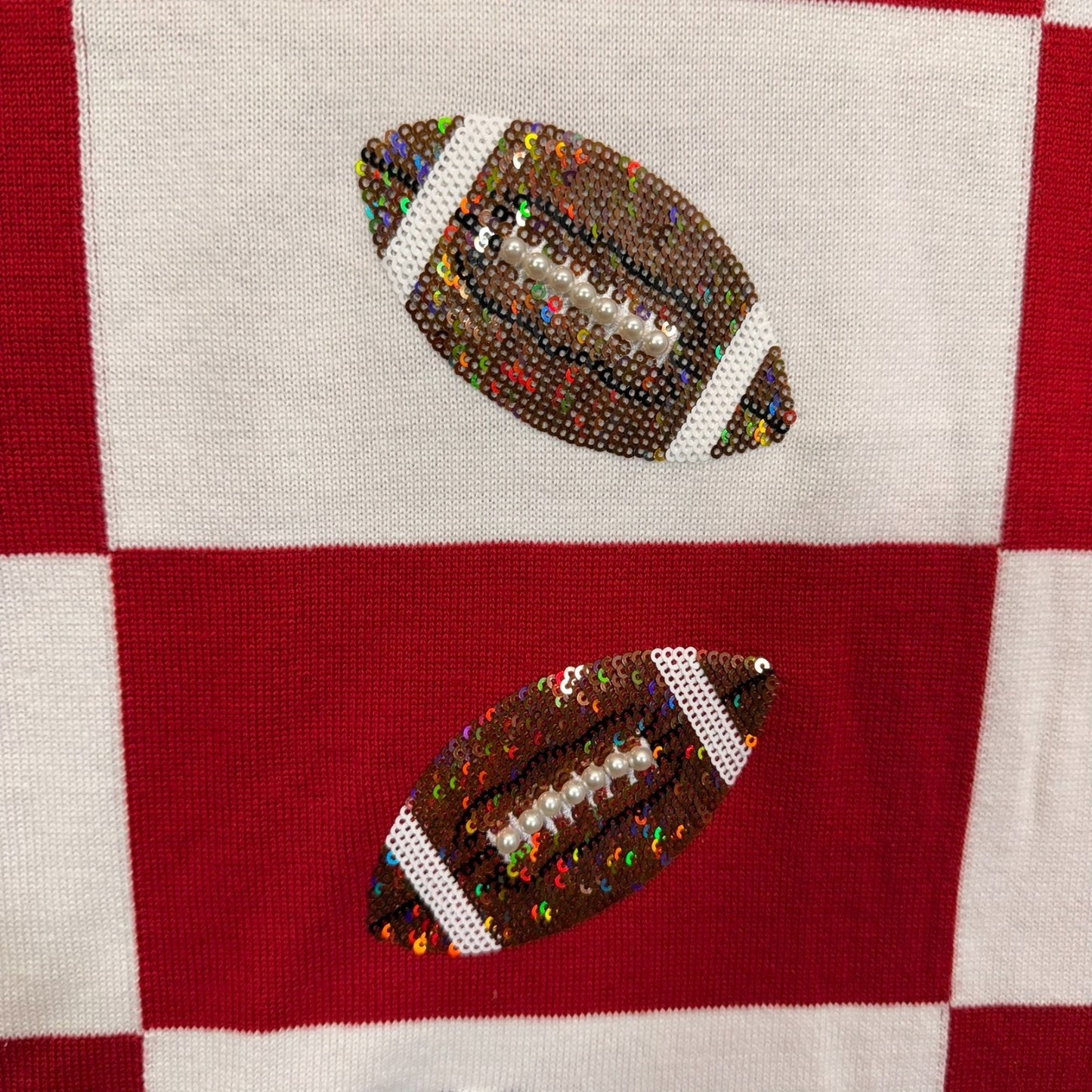 Queen of Sparkles Red White Sequin Football Dress Size Large NWT Game Day Women's