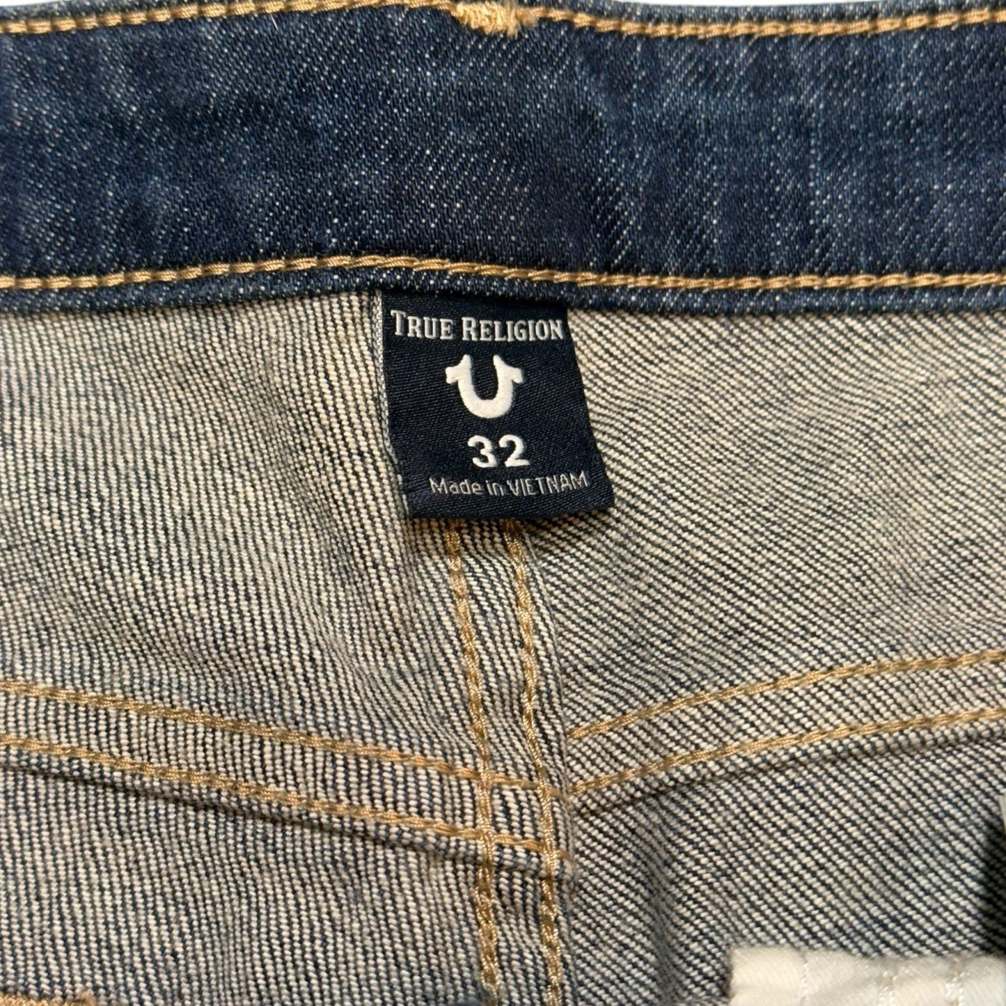 True Religion Billie Mid-Rise Chained Straight Jeans Sz 32 Blue Distressed NWT Women's