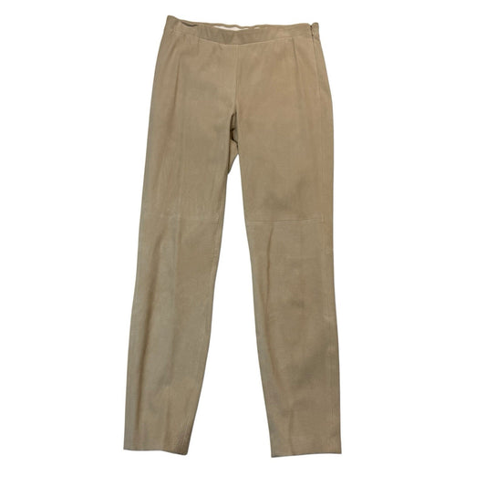 Per Se Carlisle Women's Tan Leather Pants Slim Leg Pull On Size 4
