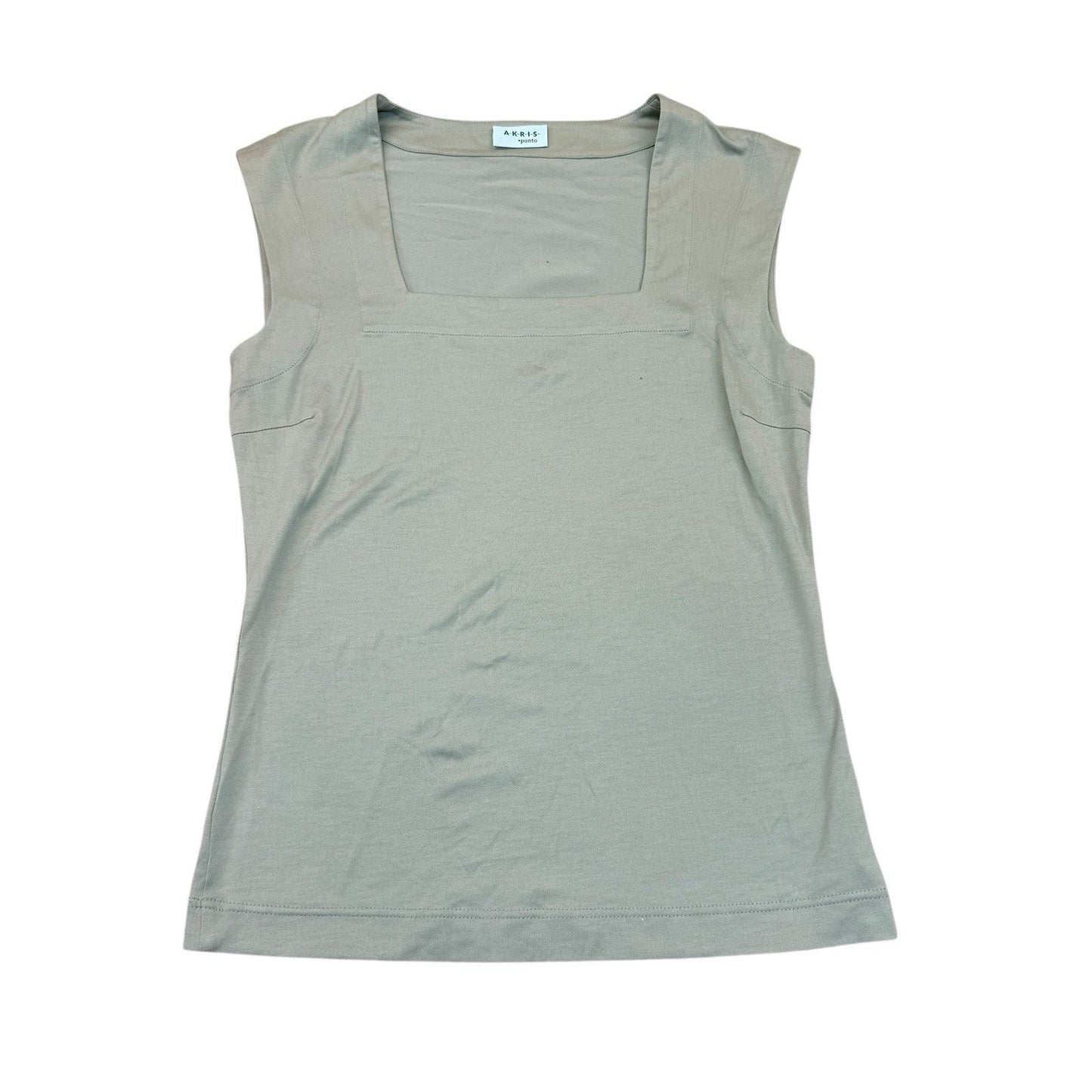 Akris Punto Beige Sleeveless Square Neck Top Women's M Blouse