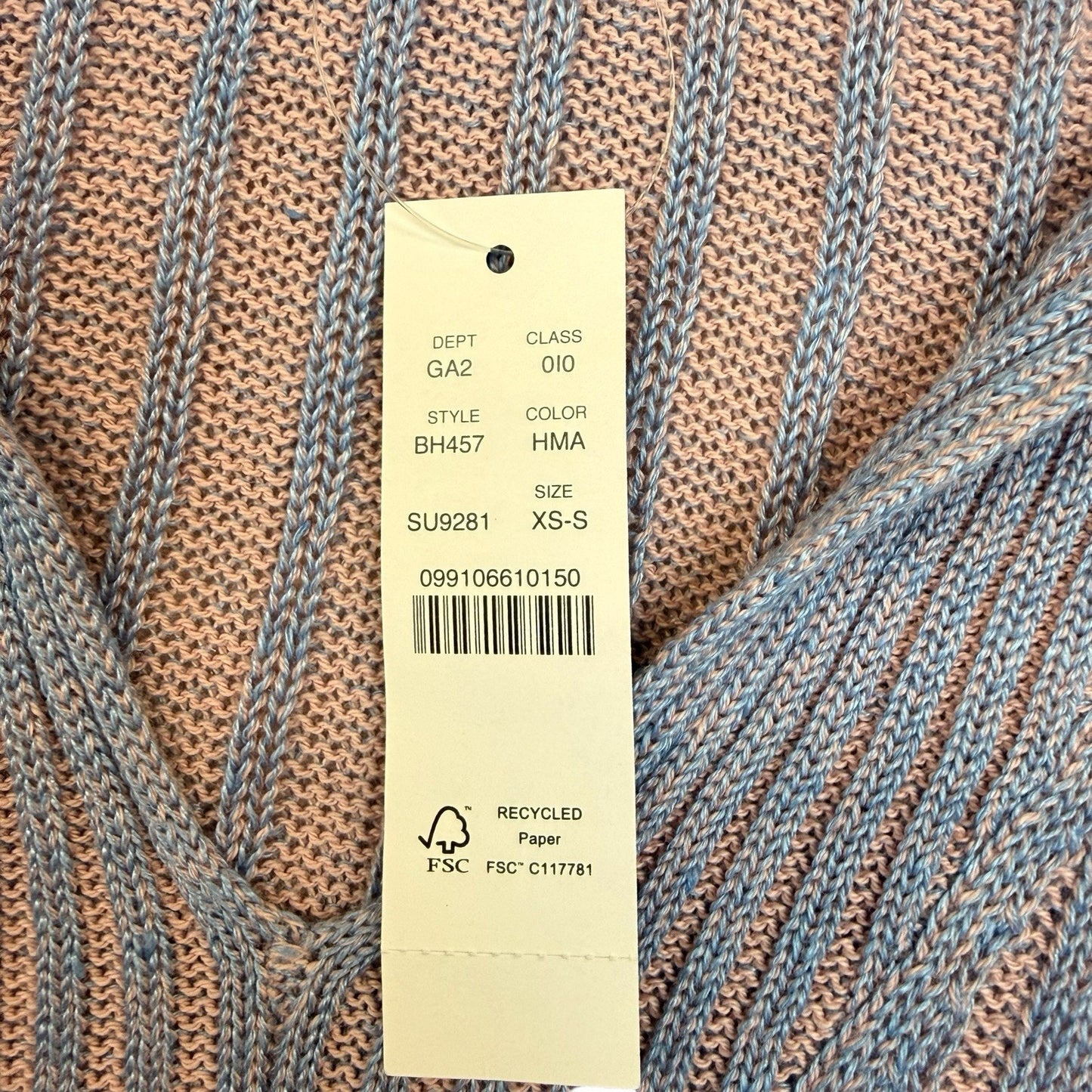 J.Crew Re-Imagined Ribbed Hoodie Sweater XS/S Blue Pink NWT Women's