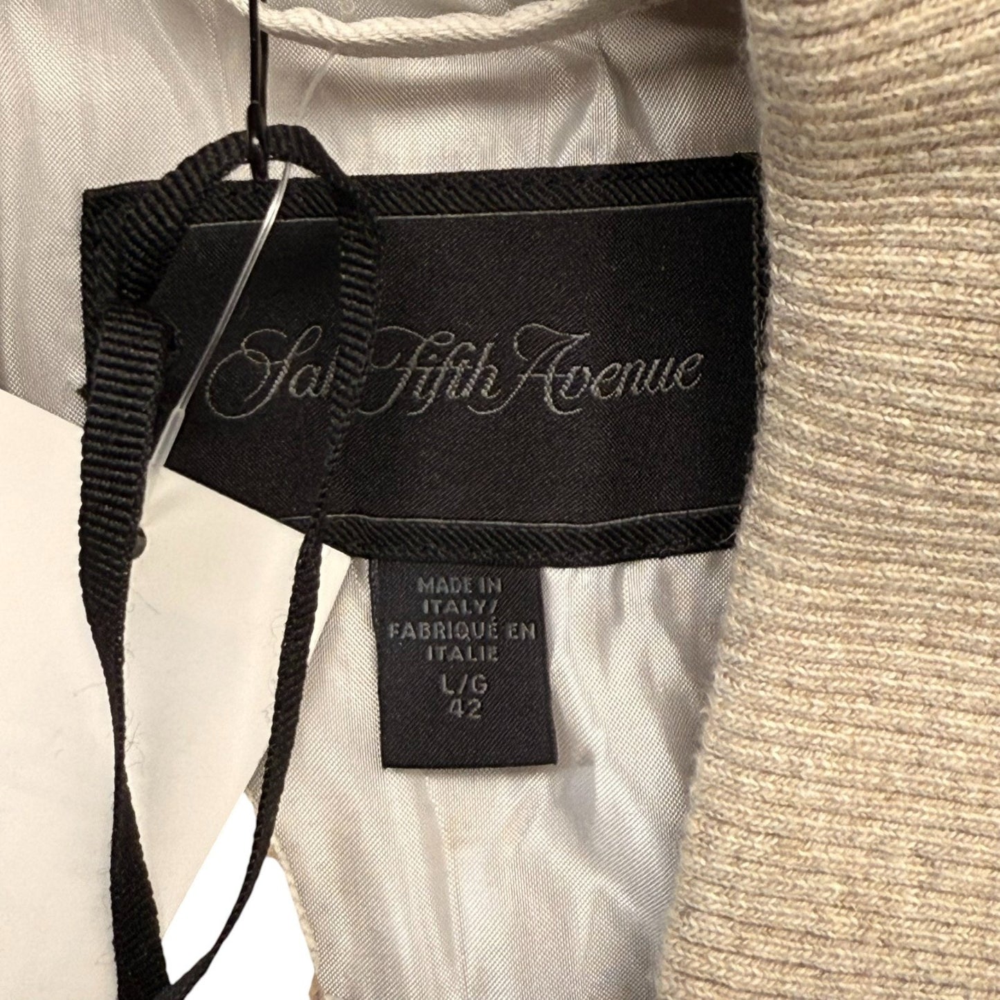 Saks Fifth Avenue Men's Size Large Tan White Color-Block Bomber Jackets - NEW