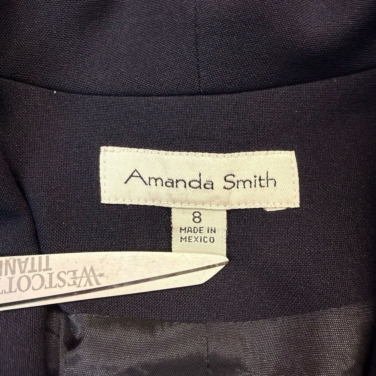 Amanda Smith Women’s Size 8 Navy Pantsuit Blazer Straight Leg Work Suit,Set