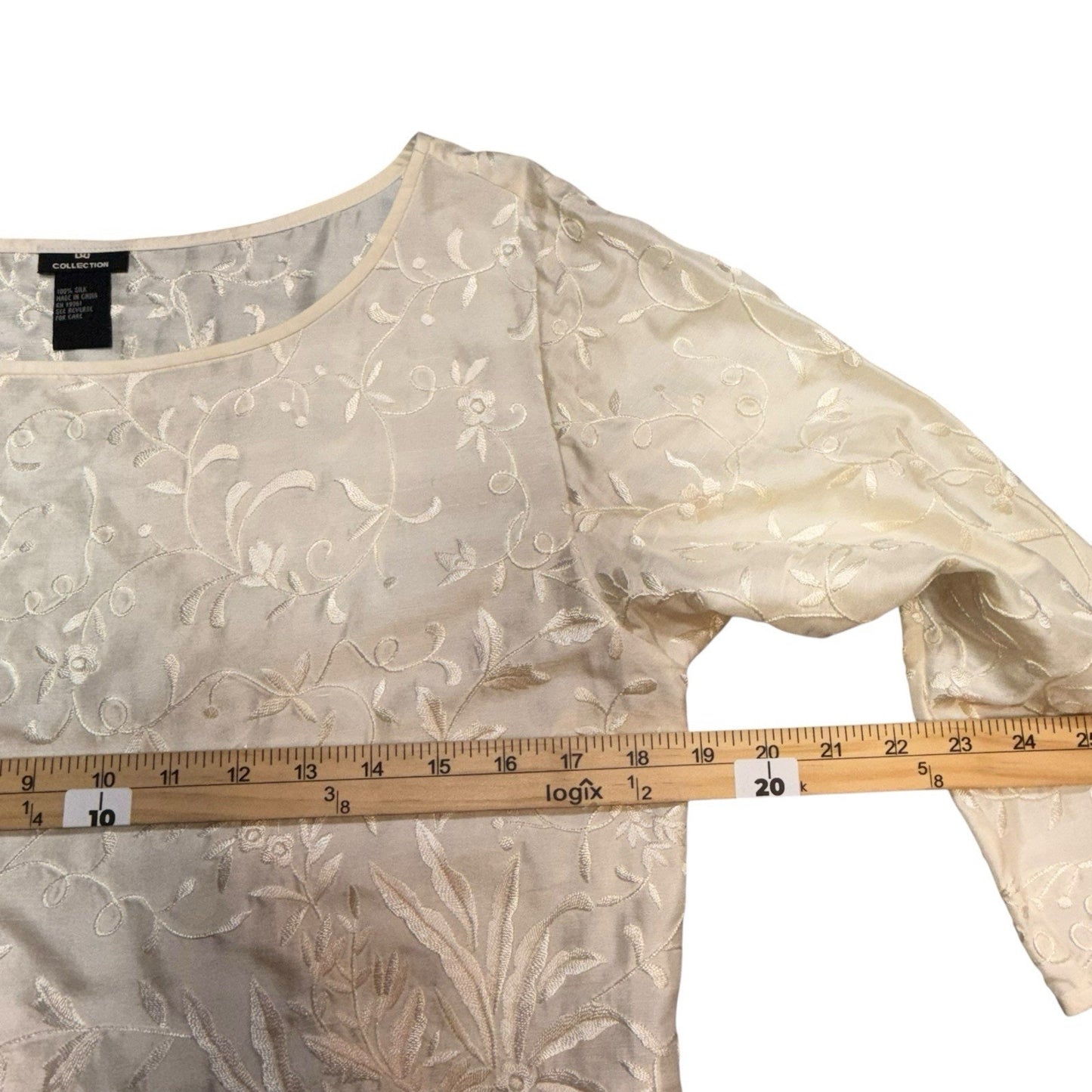 Vintage Collection Women’s Lace Fringe Blouse & Matching Scarf Cream Size M