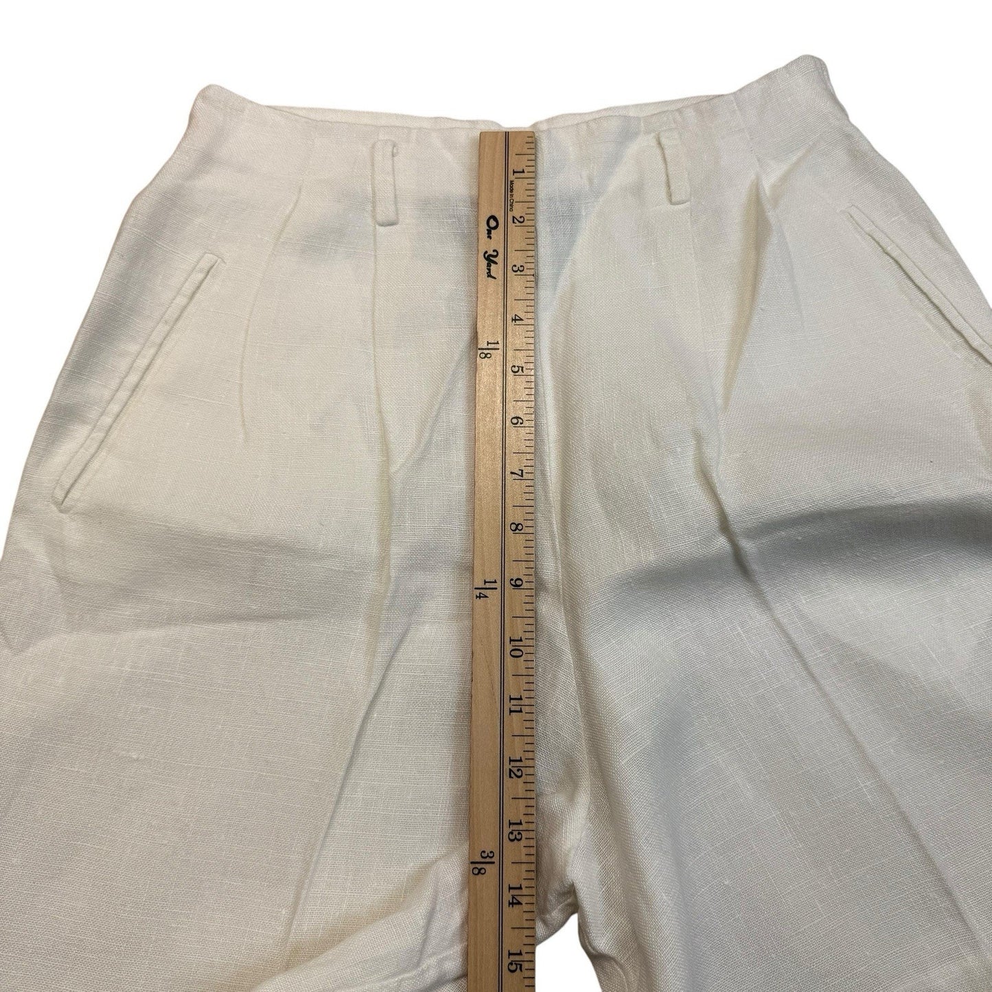 Vintage Y2K Ralph Lauren Linen Shorts Women’s 6 Ivory High Rise Pleated