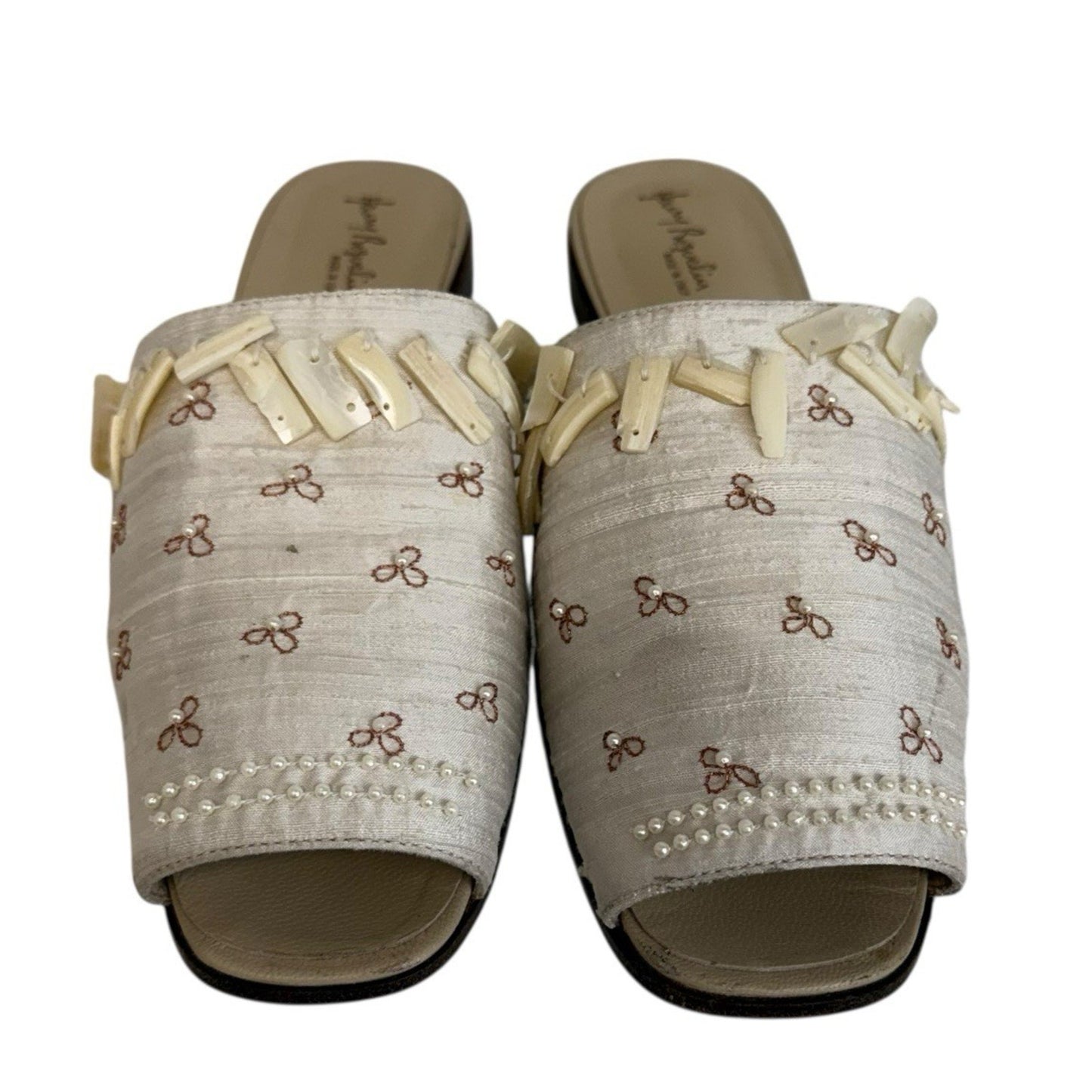 HENRY BEGUELIN Handcrafted Ivory Silk Embroidered Shoes Women’s EU 36.5 (US 6.5)