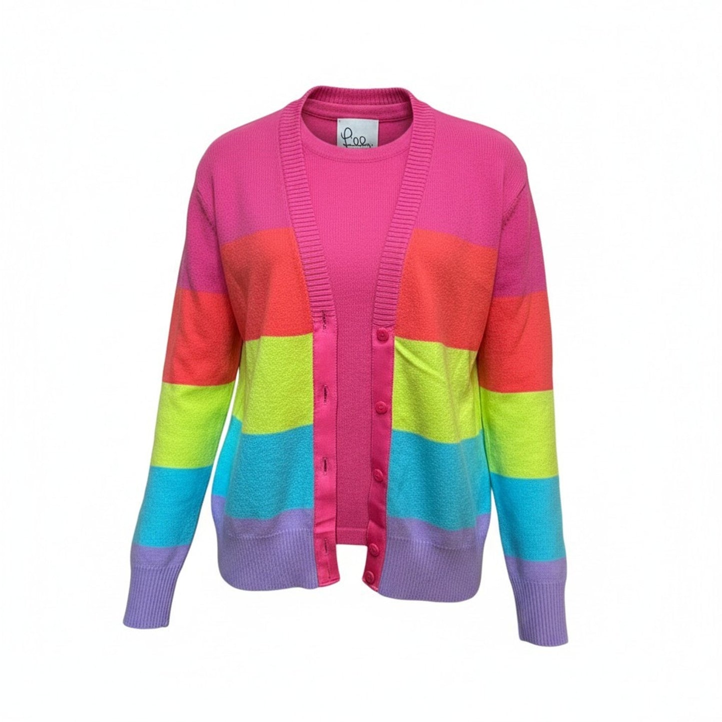 Vintage Lilly Pulitzer Cashmere Sweater Set Rainbow Cardigan Shell Small Women's