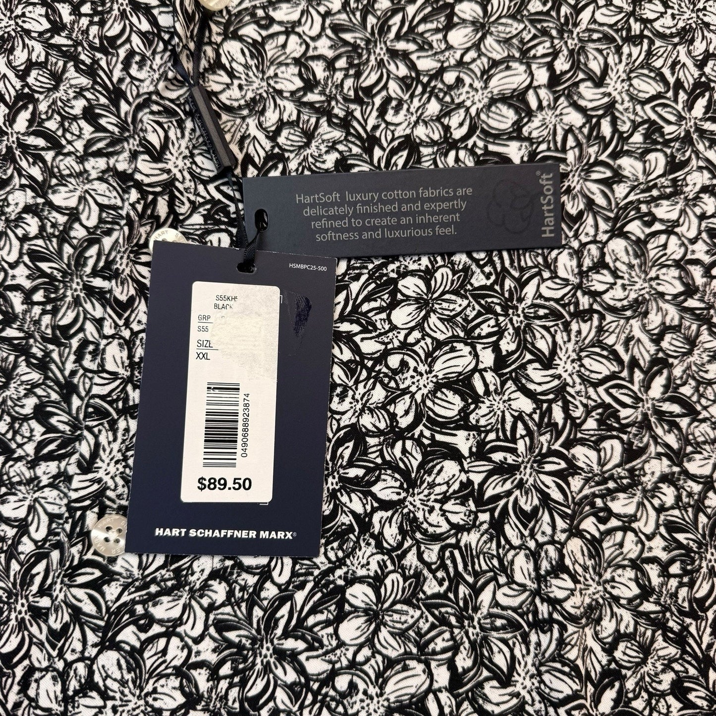 Hart Schaffner Marx Blueprint Shirt XXL NWT Floral Luxury Cotton $89 Black/White Women's Blouse