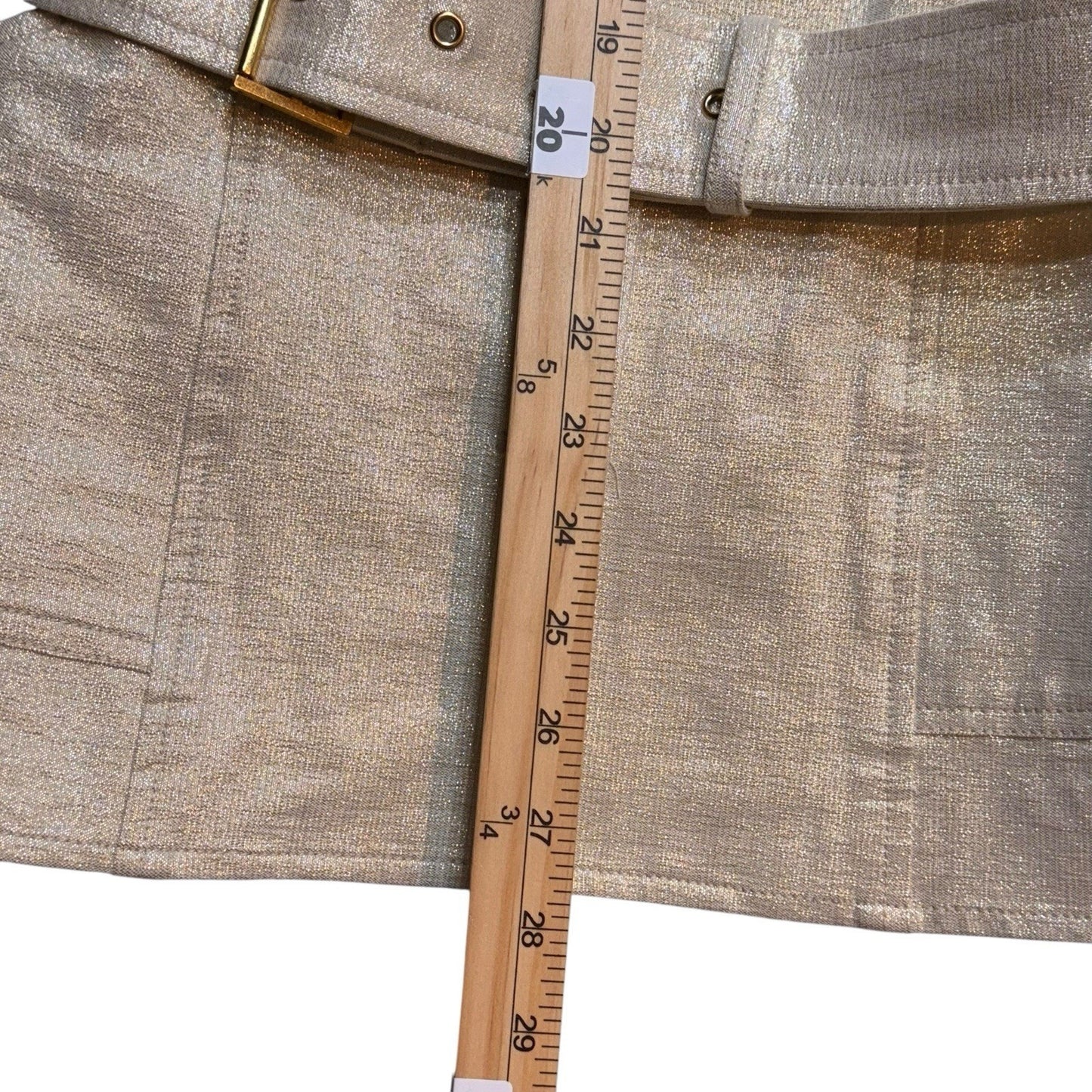 Doncaster Collection Gold Metallic Linen Blend Belted Jacket & Pants Set Sz 2 Women's SUIT, SET