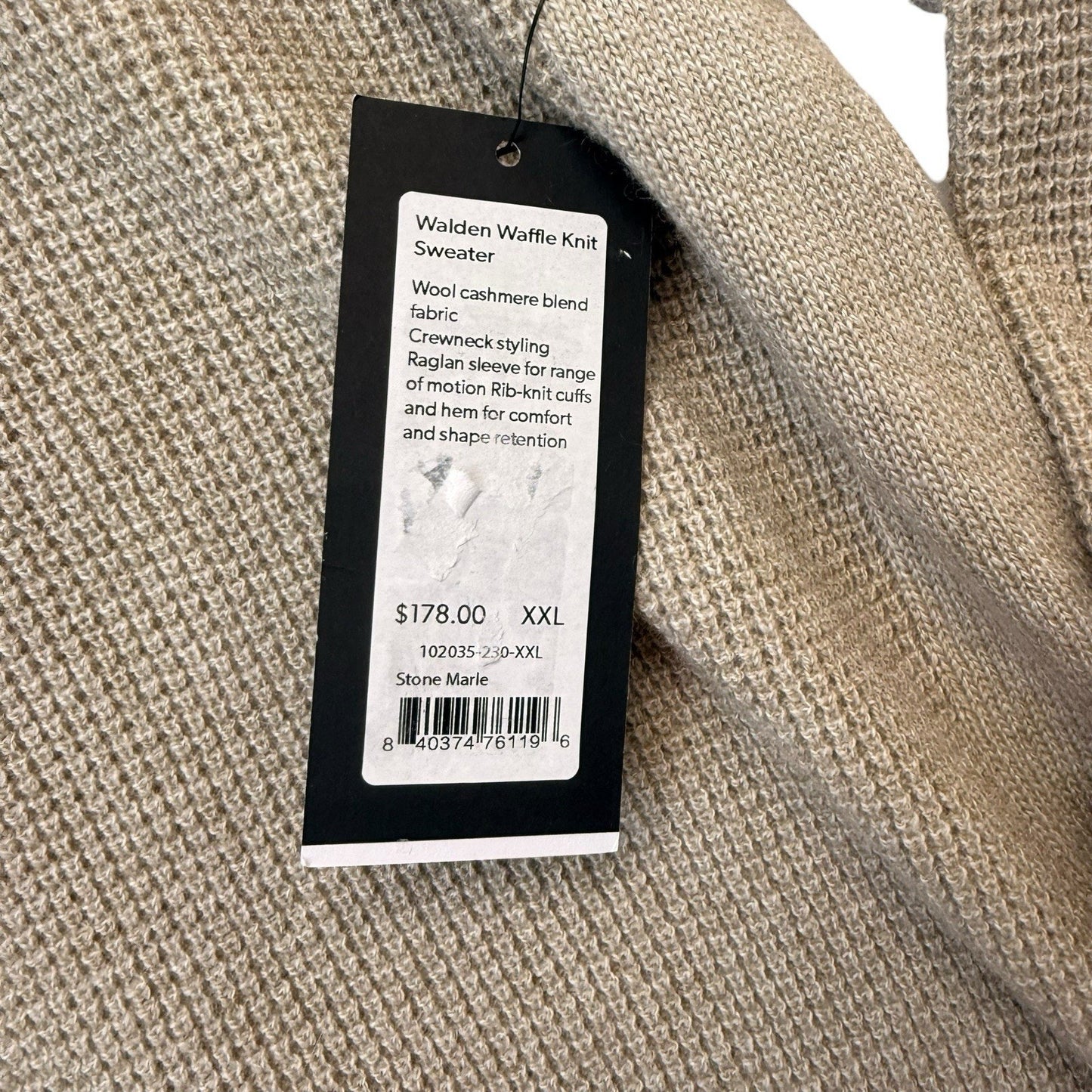 Men's Rhone Walden Waffle Knit Sweater XXL NWT Wool Cashmere Beige $178