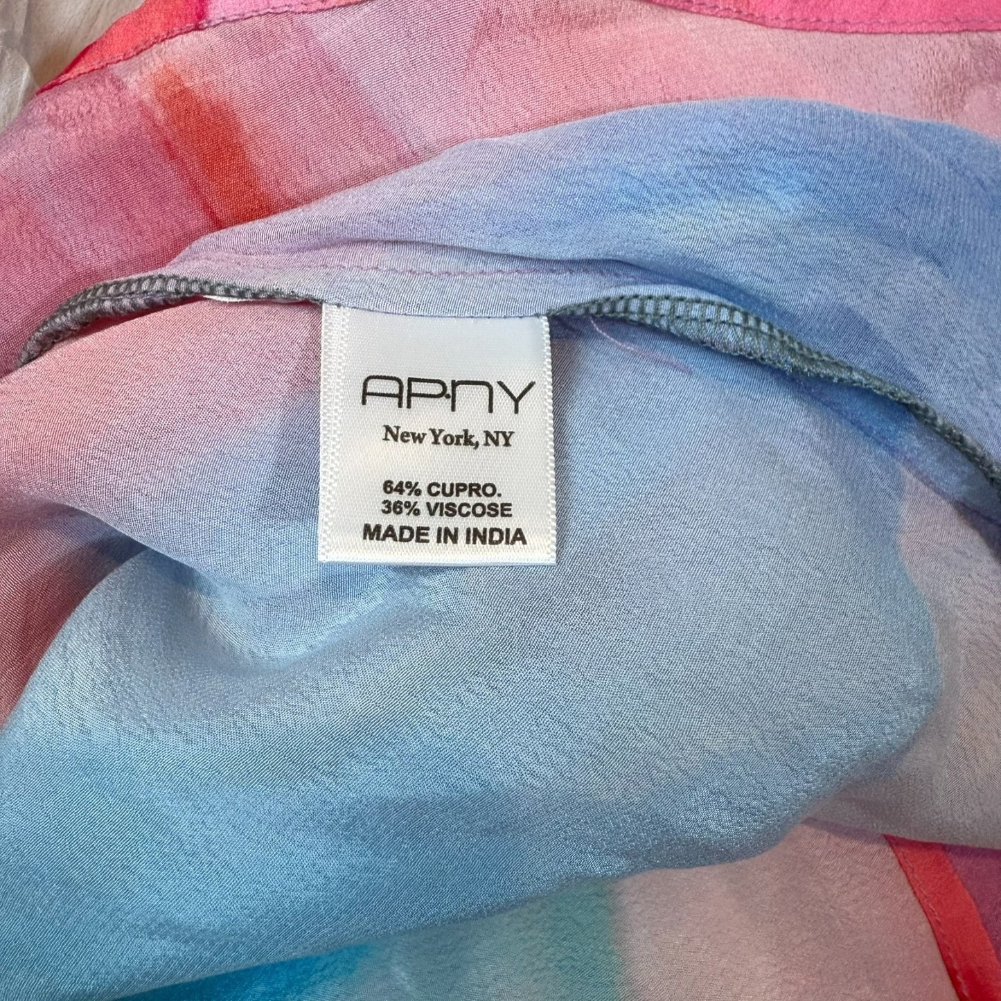 NEW APNY Women's Size Medium Multicolor Watercolor Print Puff-Sleeve Blouse