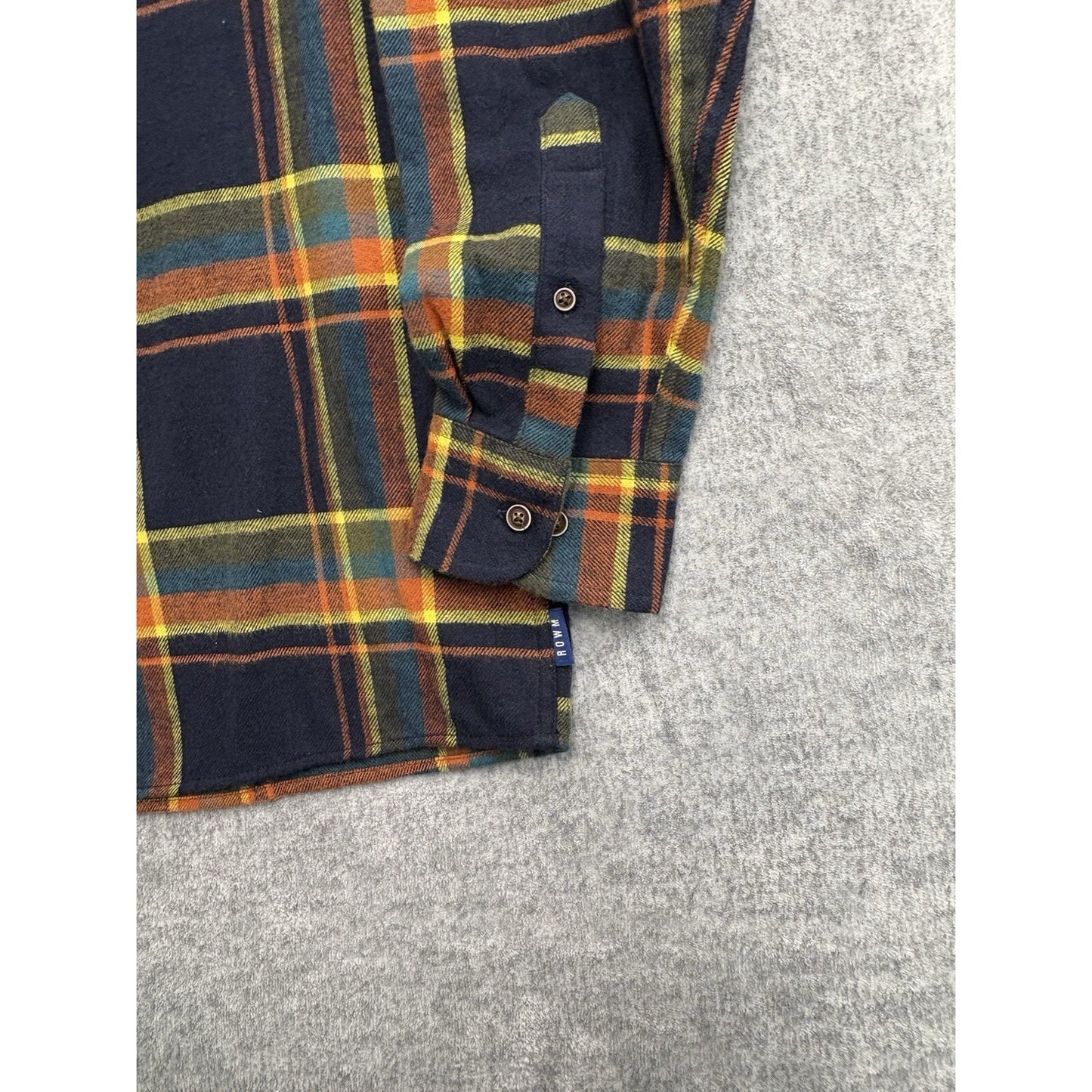 NWT's ROWM Portuguese Flannel Multi Orange, Blue, White Men's $89 Button Down