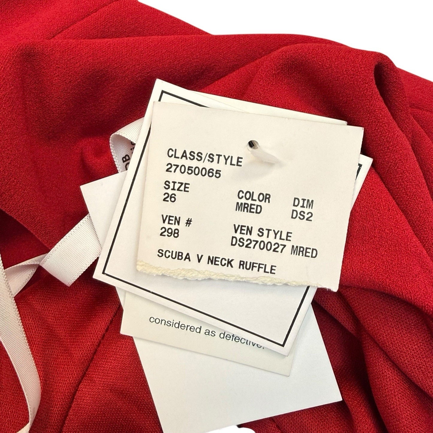 Women's DB Studio Red Midi Dress 26W Plus Ruffle V-Neck Spaghetti Strap NWT