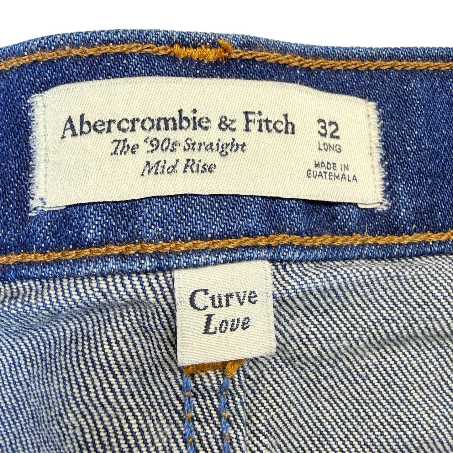 NWT Abercrombie & Fitch Curve Love 90s Straight Jeans Women's 32 Long Mid Rise Y2K
