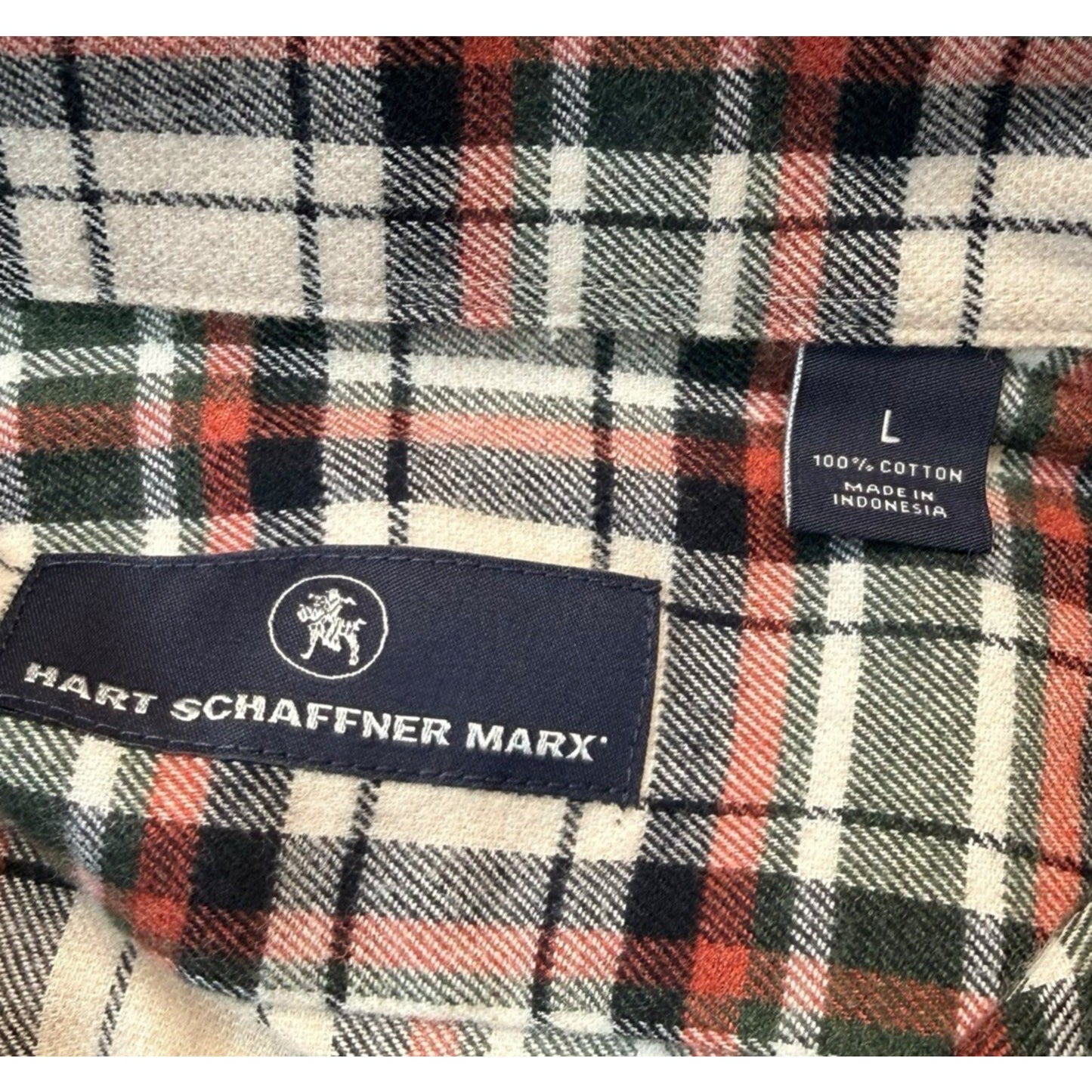 Hart Schaffner Marx Plaid Button Down Shirt Men's Large Green Red Black White New