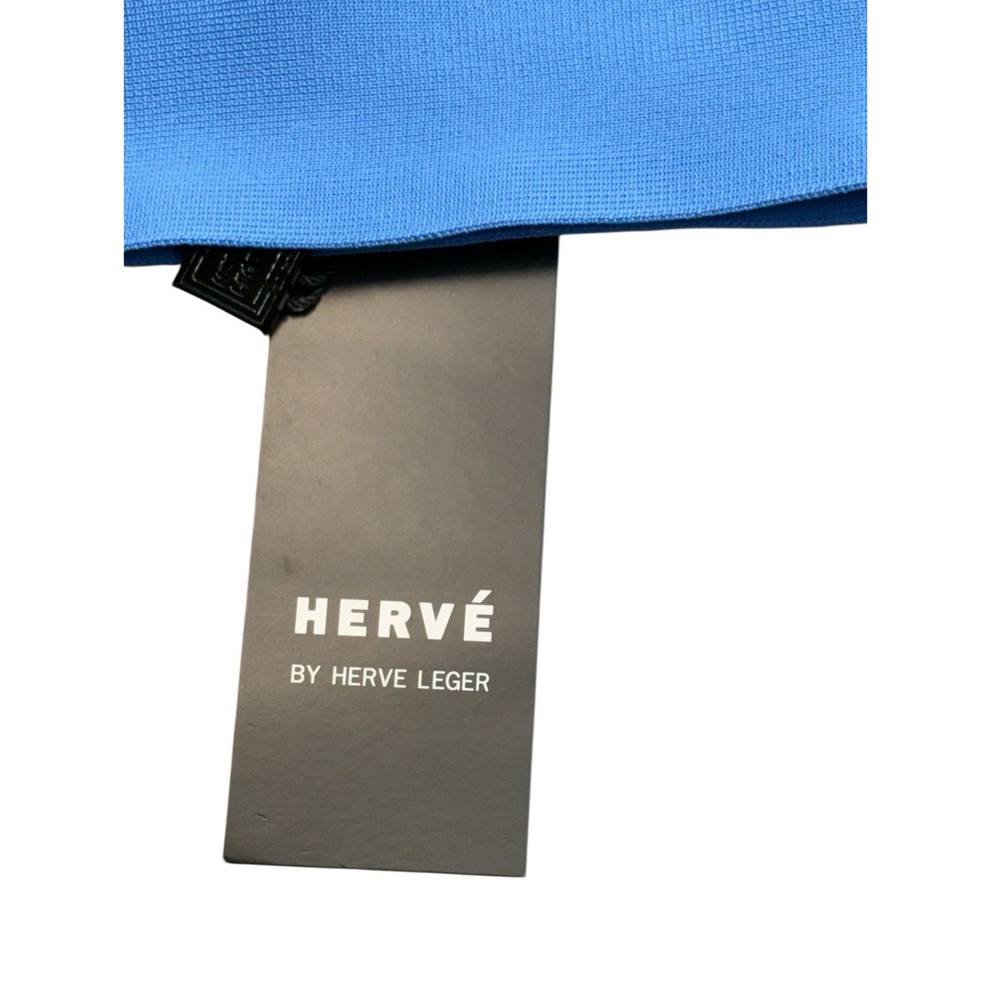 HERVÉ By HERVE LEGER Women's Blouse Halter Neck Open Back Cropped Tank Top Blue LRG NEW