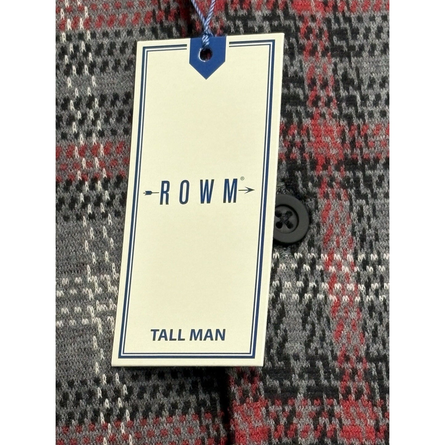 NWT ROWM Big Tall Men's Flannel 3XT Gray, Red, White, Black Button Down Long Slv