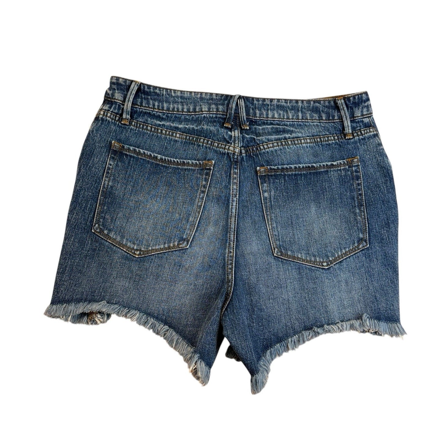 Good American Distressed Denim Shorts Women’s 14/32 High Rise Cutoff