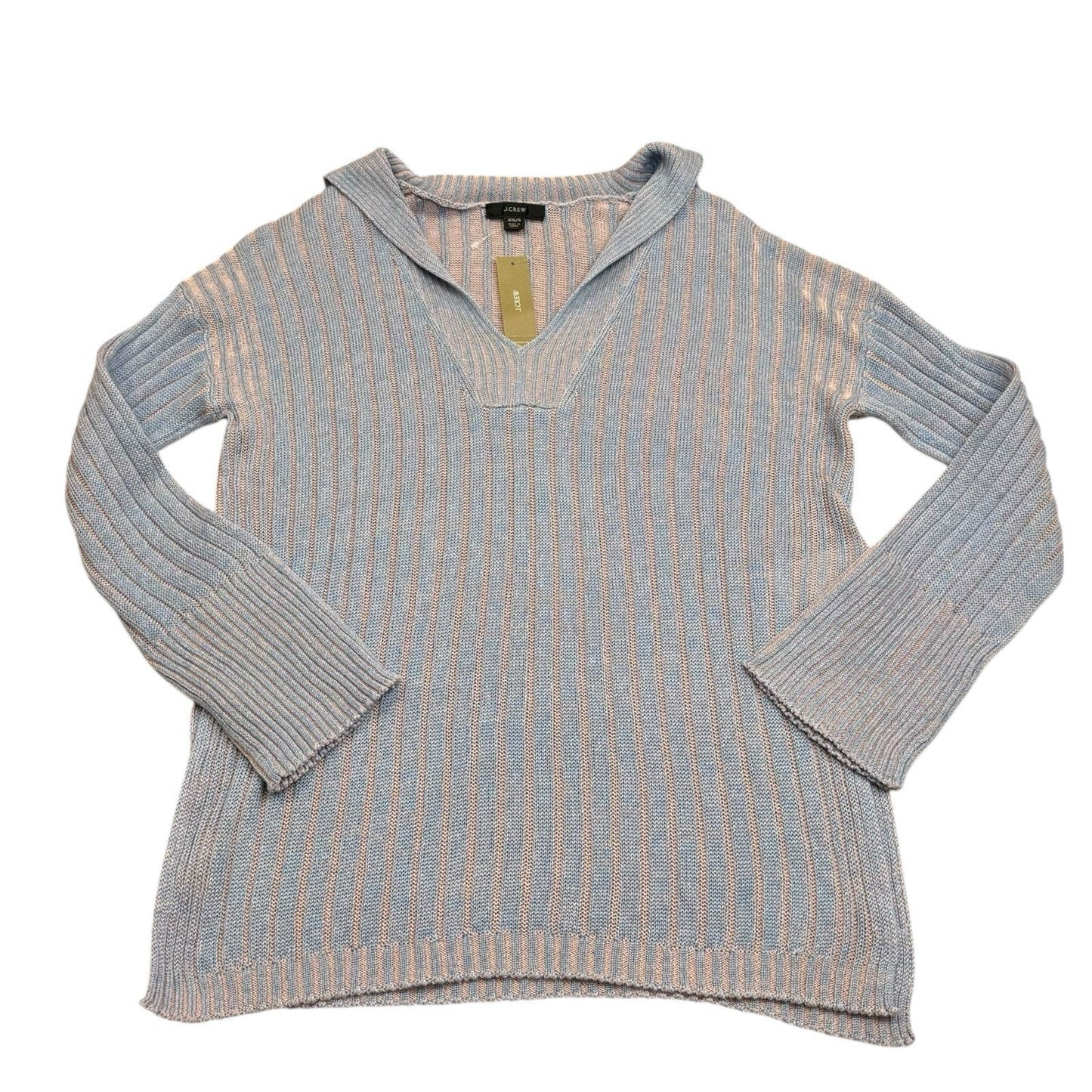 J.Crew Re-Imagined Ribbed Hoodie Sweater XS/S Blue Pink NWT Women's
