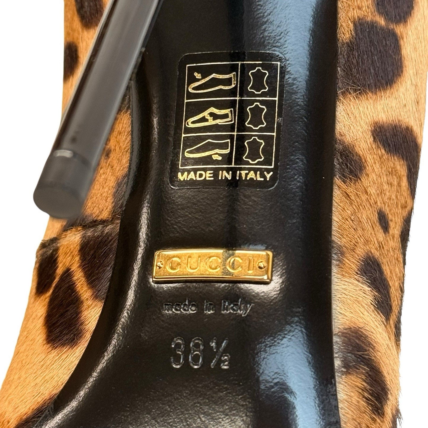 Gucci Leopard Haircalf Lace Up Pumps Heels 36.5 Stiletto Made Italy NIB Women's Shoes