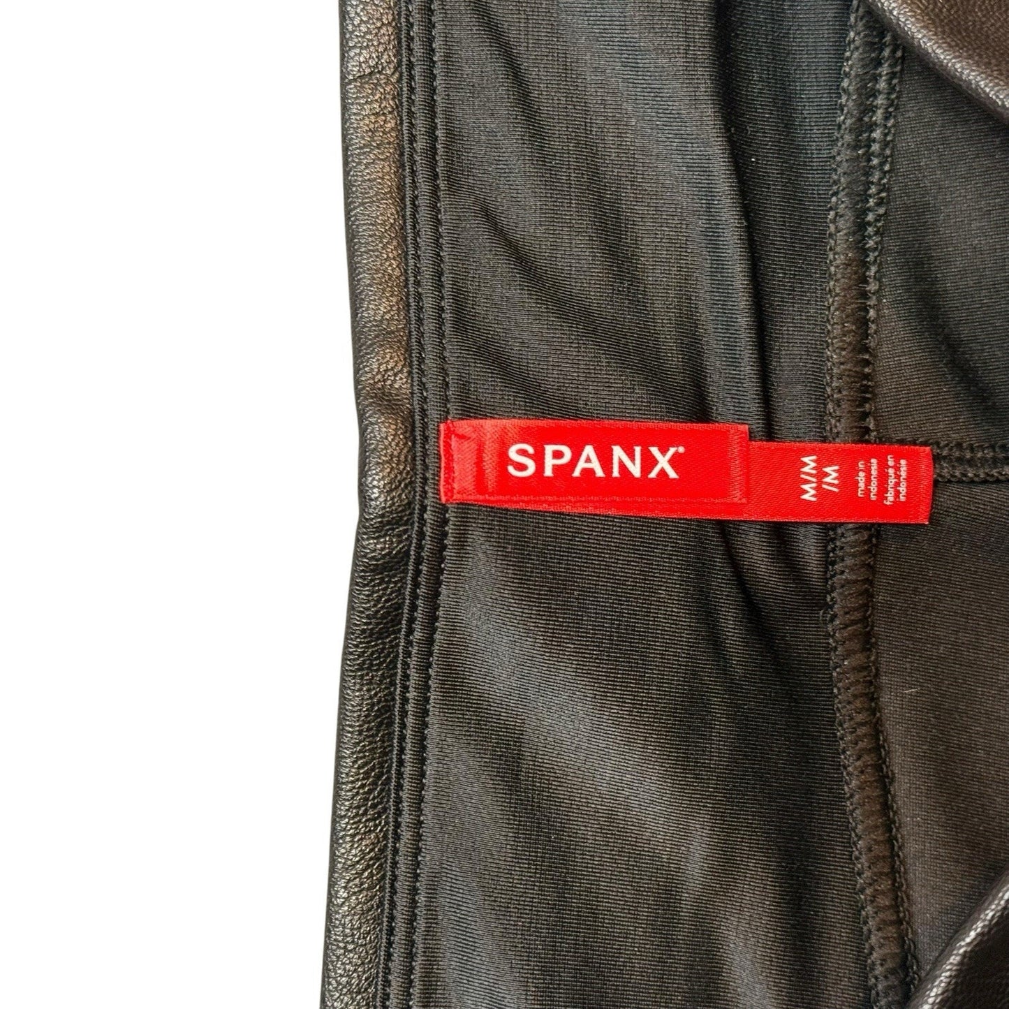 SPANX Faux Patent Leather Leggings Size M Black High Rise Shiny Skinny Pants Women's